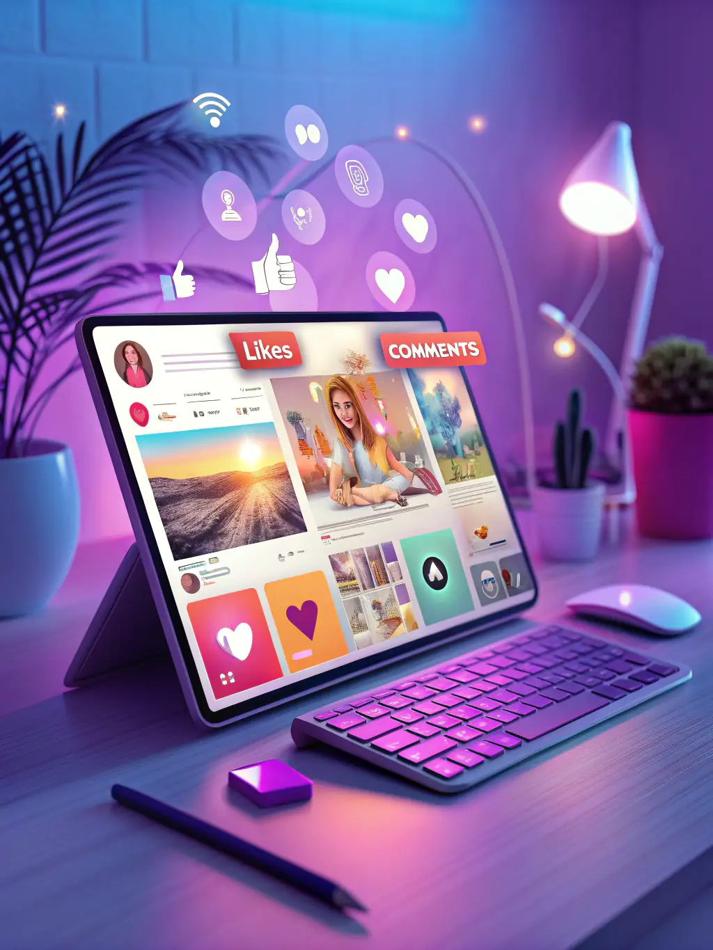 A vibrant social media feed showcasing engaging posts and interactions with followers, highlighting positive comments and shares, used to represent Nextgen360agency's social media management service.