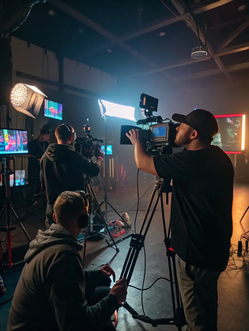 A professional video shoot in progress, showcasing the agency's commitment to premium content production.