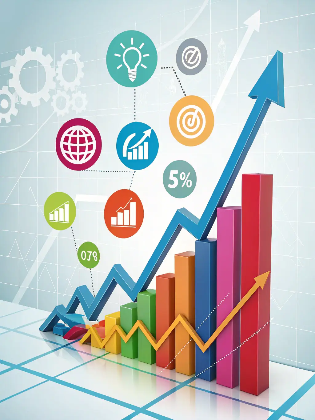 A graph illustrating ROI growth, emphasizing the agency's focus on maximizing client returns.