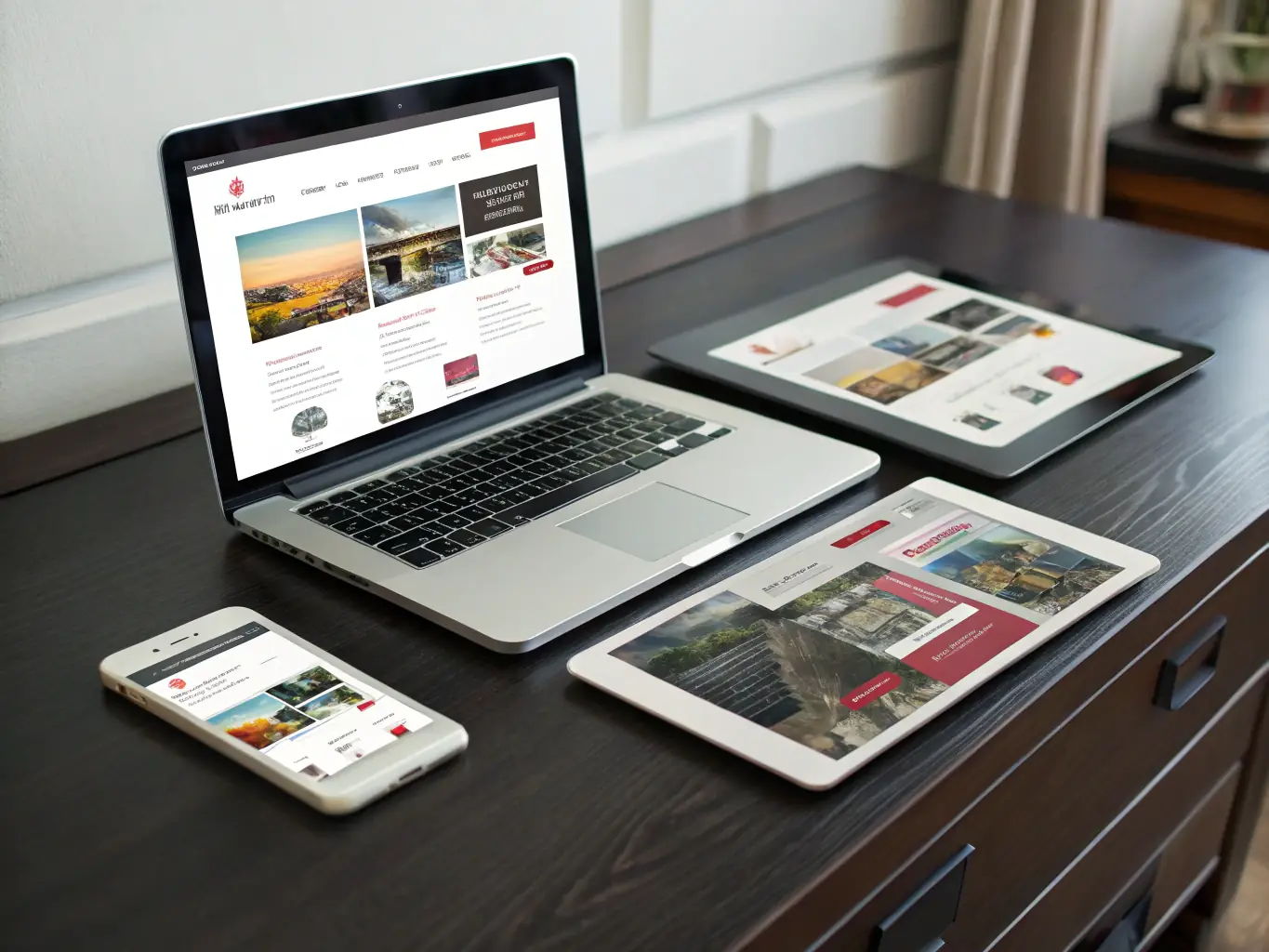An image depicting a modern website design on multiple devices, symbolizing optimized web development for lead conversion.