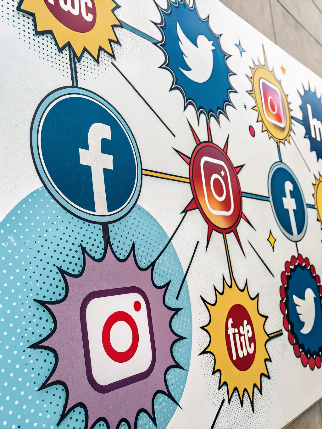 A dynamic image of various social media icons floating around a target, symbolizing targeted advertising campaigns.