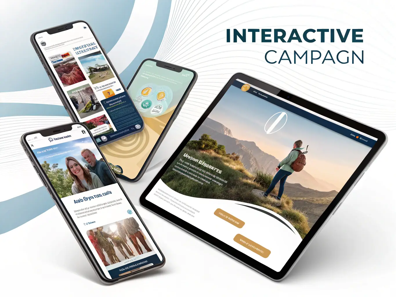 A dynamic digital advertisement displayed on various devices (desktop, tablet, smartphone), showcasing targeted messaging and compelling visuals to attract potential customers.
